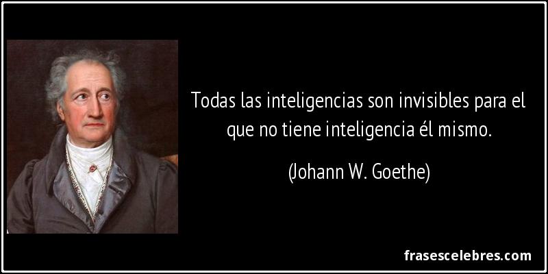 Todas las inteligencias son invisibles para el que no tiene inteligencia él mismo. (Johann W. Goethe)